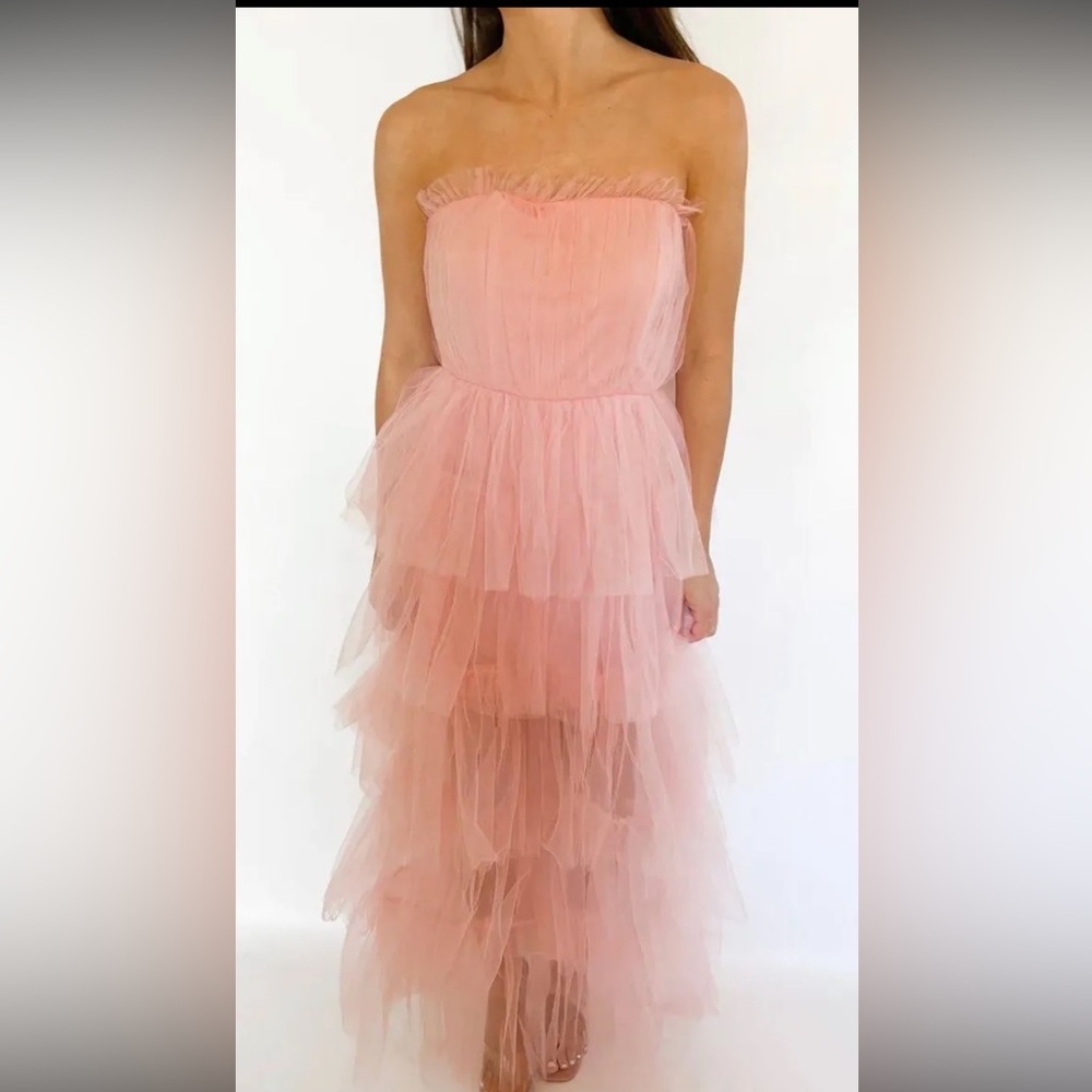Pink tule layered dress